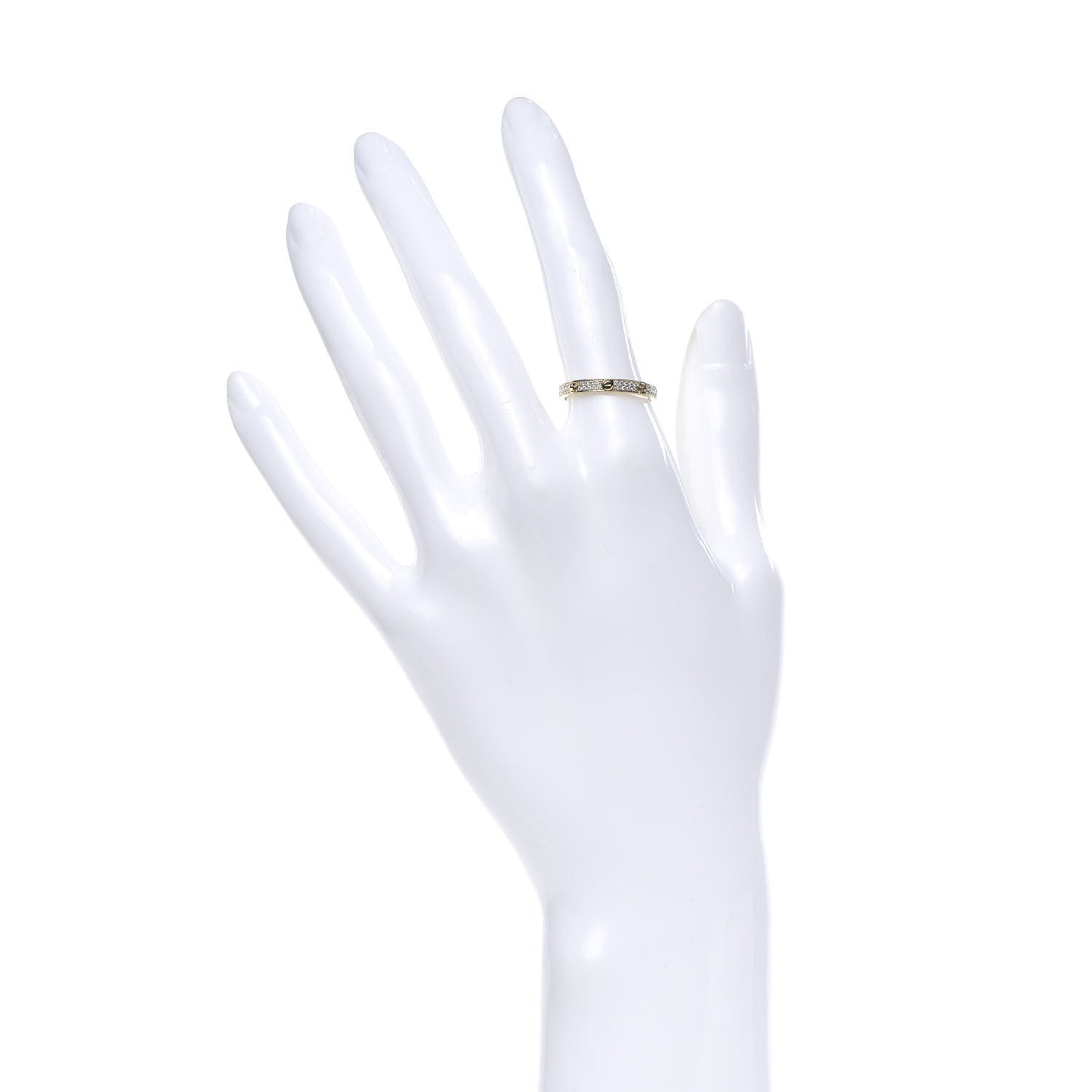 18K Yellow Gold Diamond 2.6mm LOVE Paved Band Ring 52 6