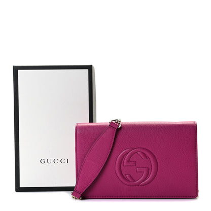 Gucci Pebbled Calfskin Soho Wallet on Chain Bright Bougainvillea 6 of 6