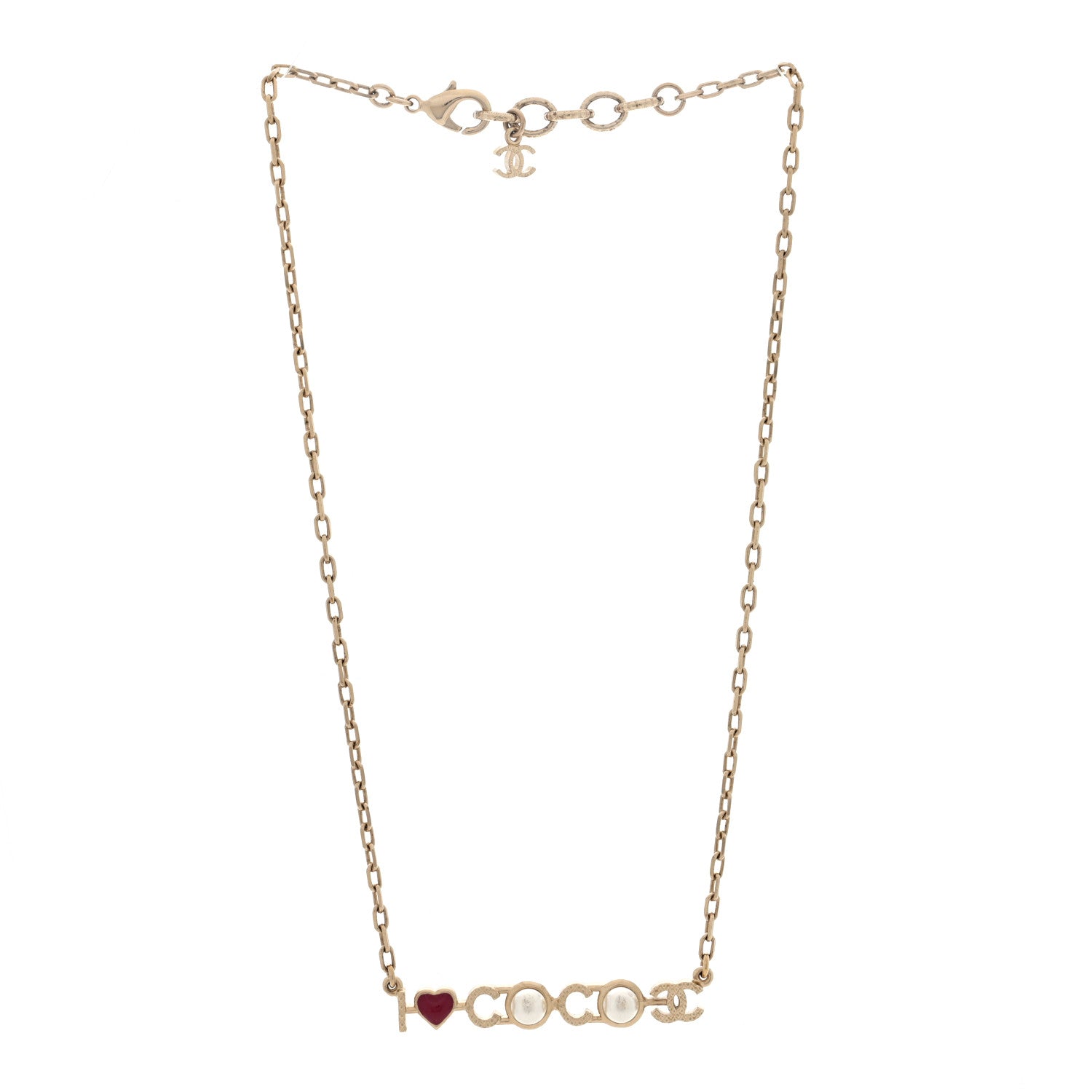 Chanel Metal Resin Pearl I Love Coco Necklace Gold 3 of 5