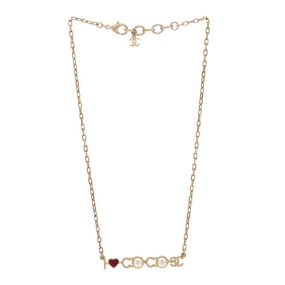 Chanel Metal Resin Pearl I Love Coco Necklace Gold 3 of 5