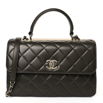 Chanel Lambskin Quilted Medium Trendy CC Flap Dual Handle Bag Dark Khaki 1 of 9