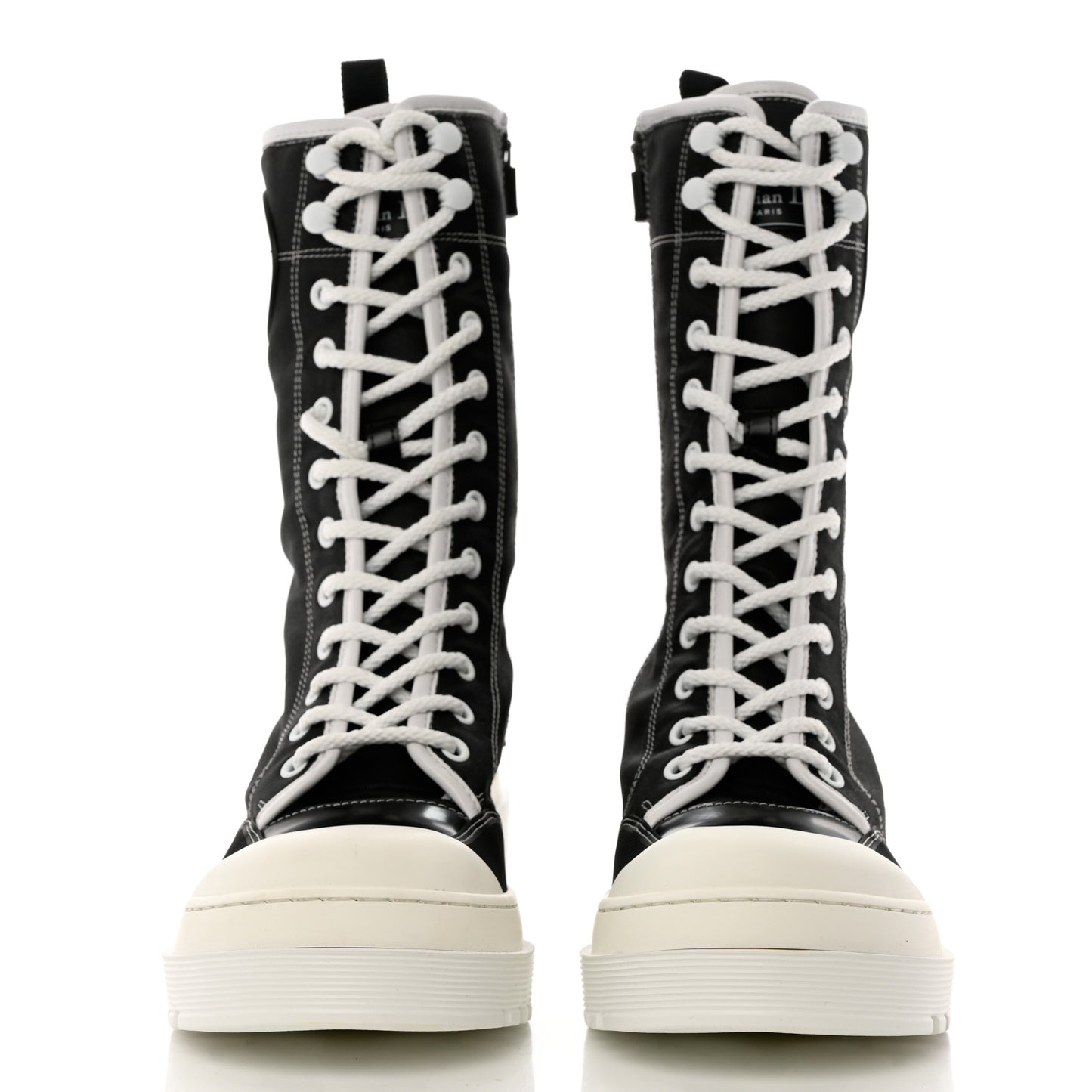 Technical Fabric Calfskin Womens D-Rise 35mm Tall Boots 37.5 Black White