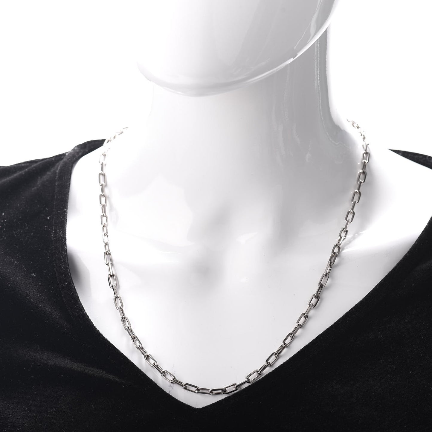 18K White Gold SM Santos De Cartier Link Necklace