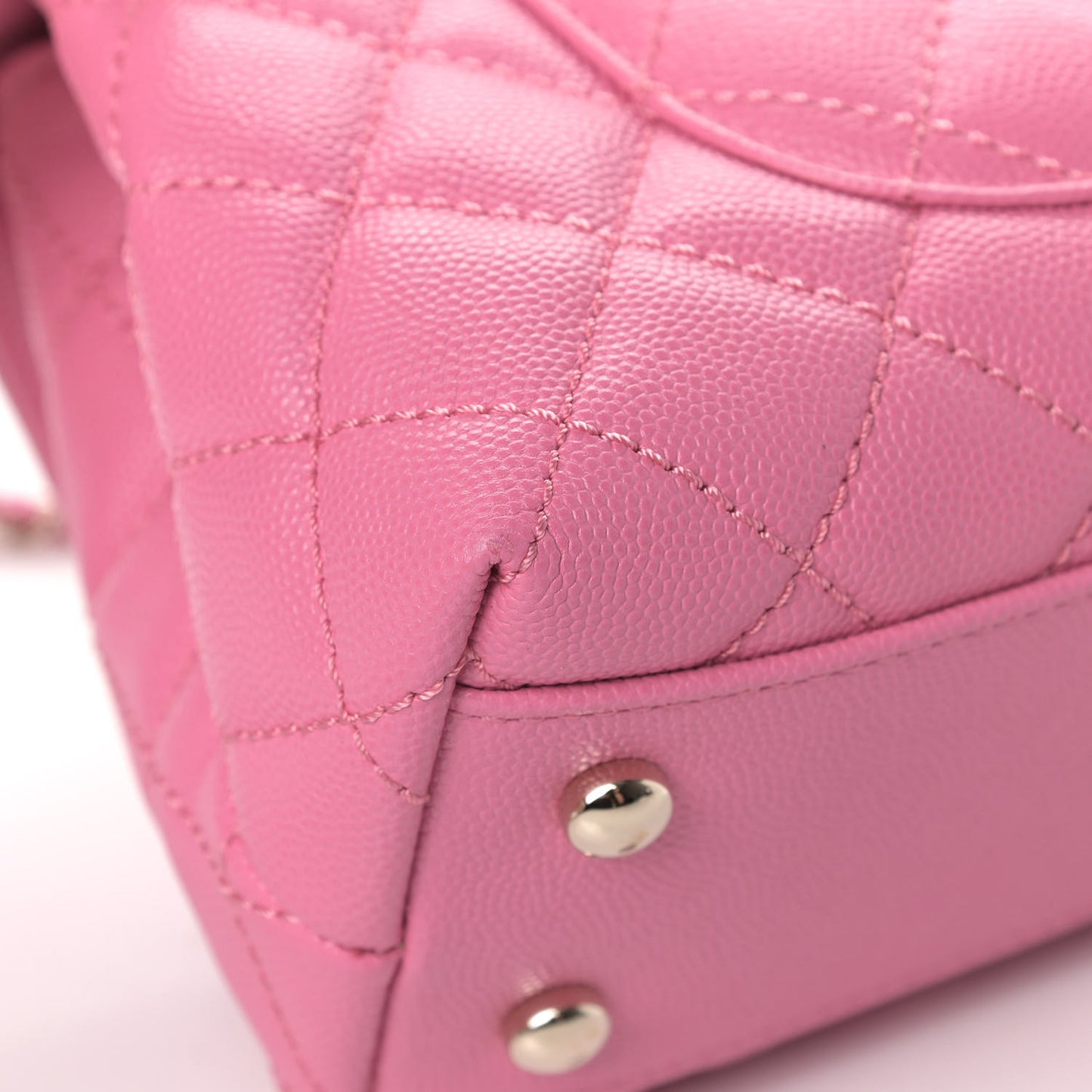 Caviar Lizard Embossed Quilted Mini Coco Handle Flap Pink
