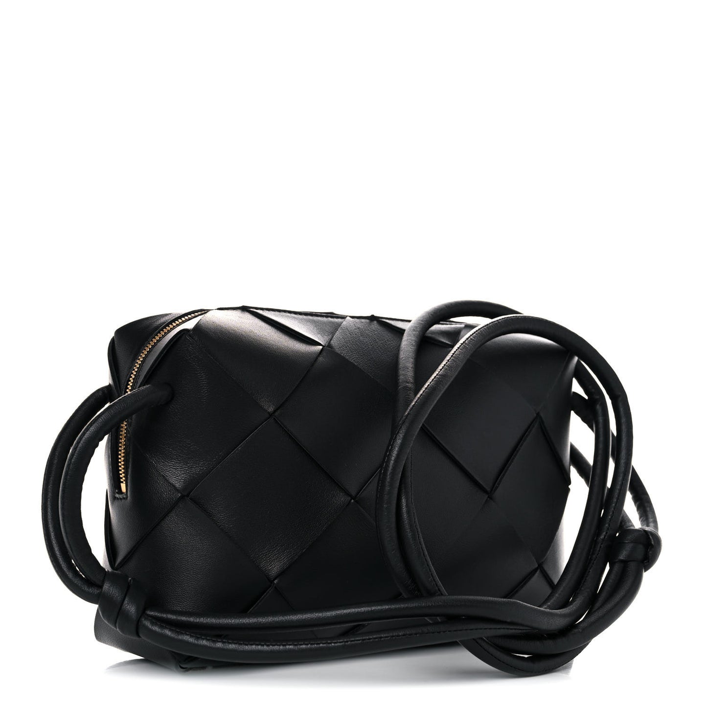 Lambskin Intreccio Small Cassette Camera Bag Black