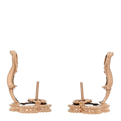 Van Cleef & Arpels 18k Rose Gold Letterwood Vintage Alhambra Earrings 3 of 4
