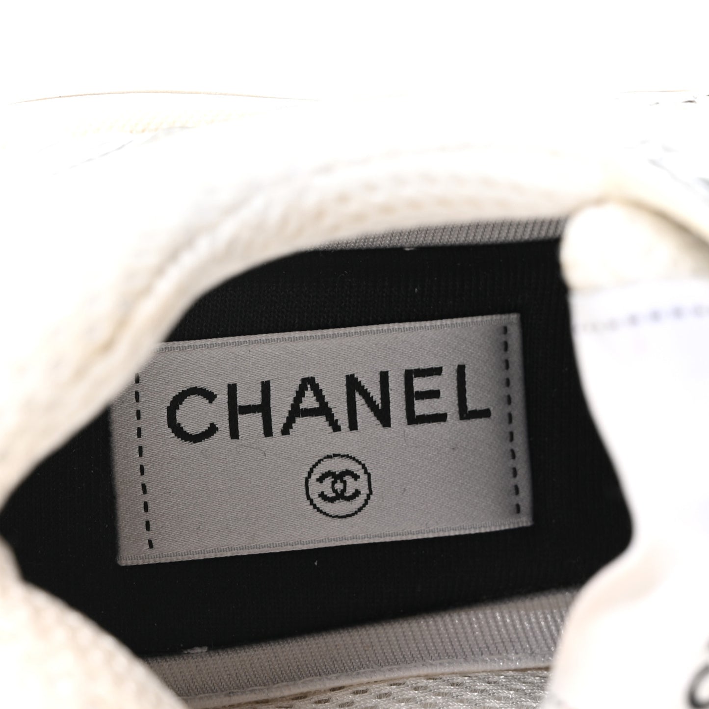 Fabric Laminated Calfskin Stretch CC Sneakers 36 White Silver