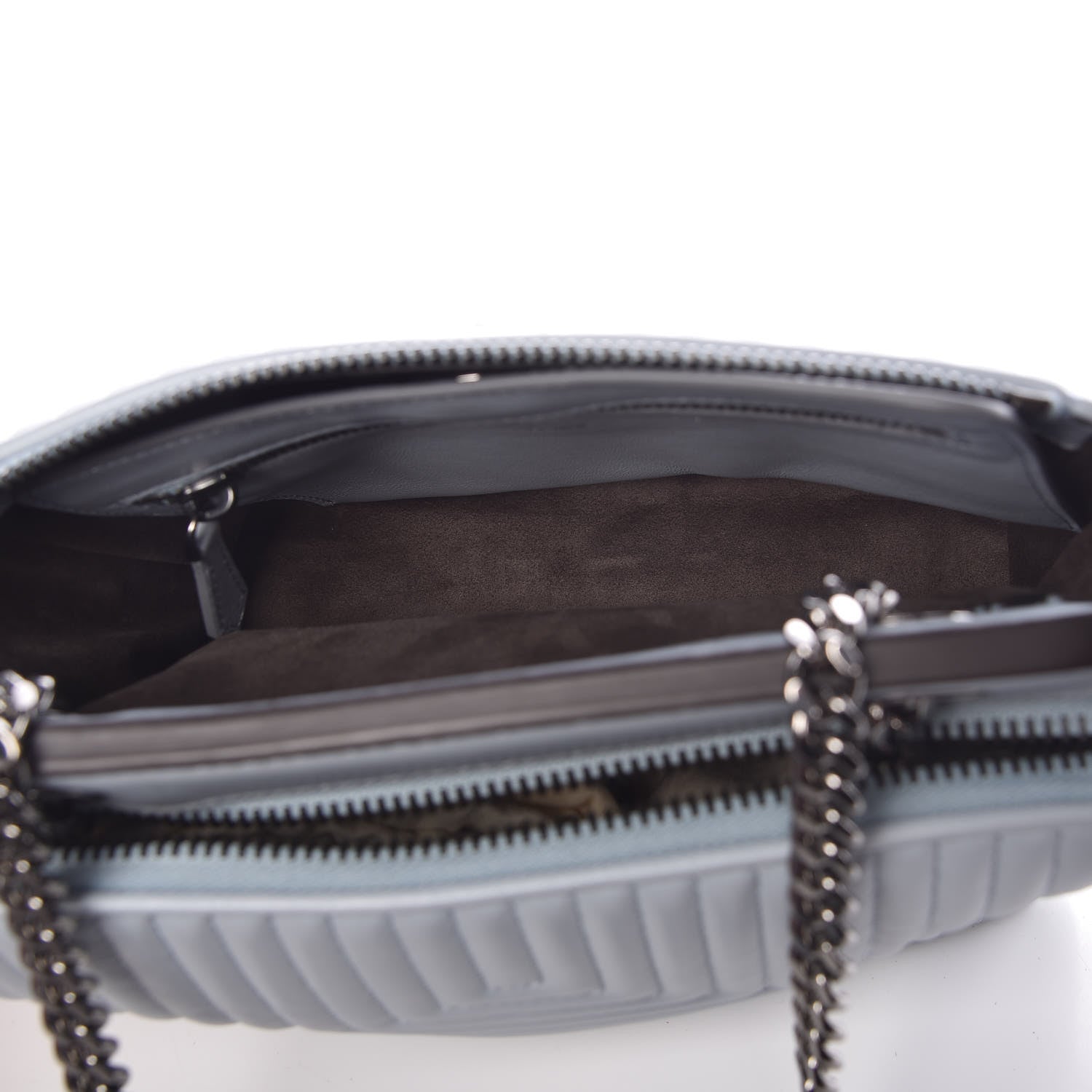 Fendi Shiny Nappa Trapuntata Chain Small DotCom Click Chain Satchel Light Blue 6 of 11