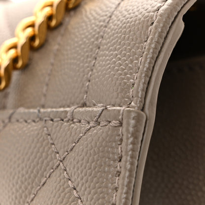Saint Laurent Grain De Poudre Textured Mixed Matelasse Triquilt Small Monogram Satchel Greyish Brown 13 of 14