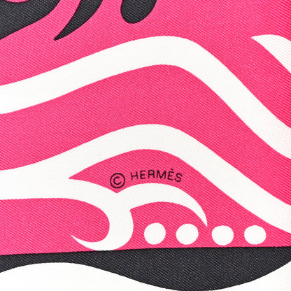 Hermes Silk Le Regard de L'Arctique Scarf 90 Fuchsia Bleu Jean 5 of 6