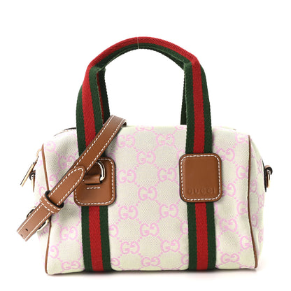 Gucci GG Supreme Web Mini GG Top Handle Bag Green Pink 1 of 10