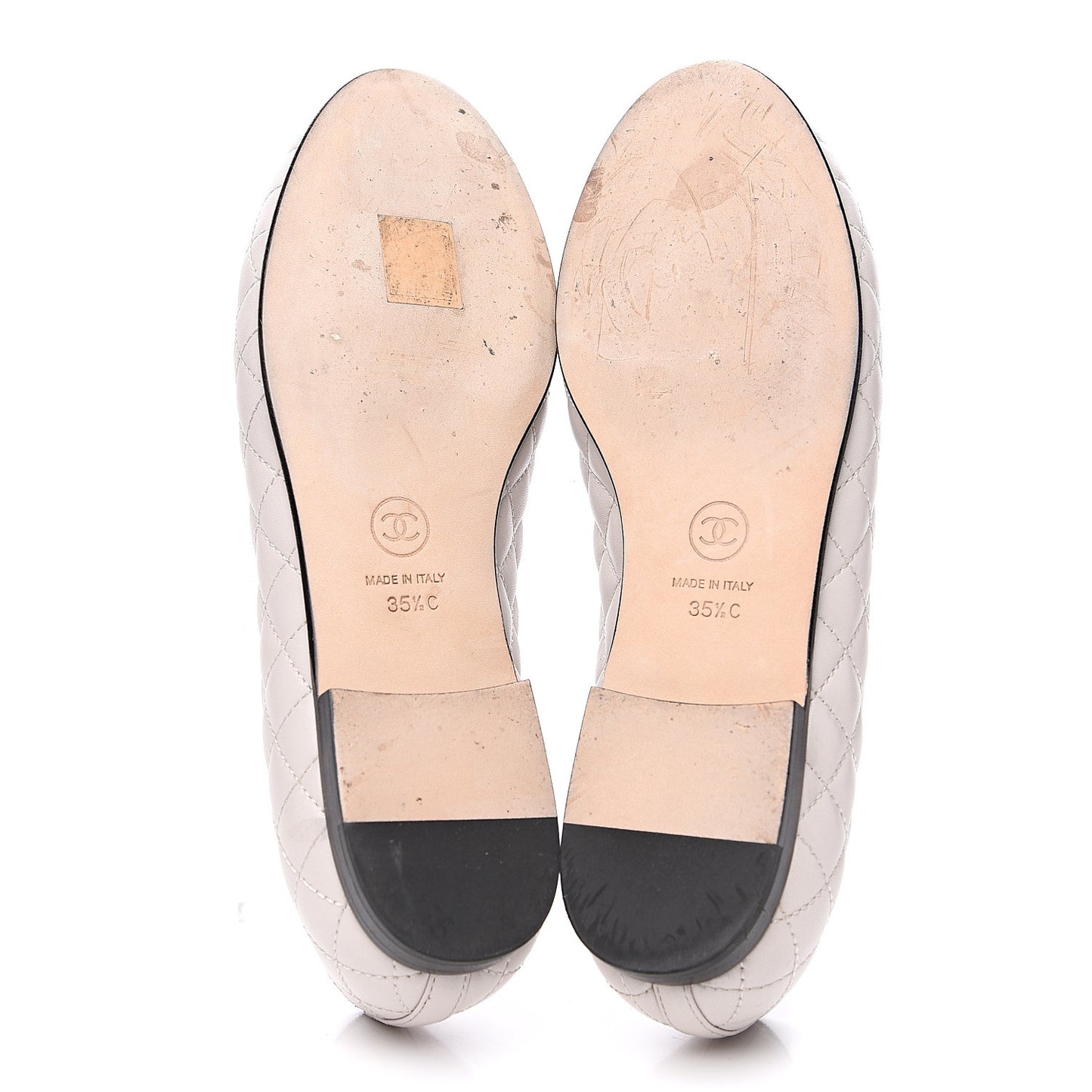 Lambskin Quilted CC Loafers 35.5 Light Grey