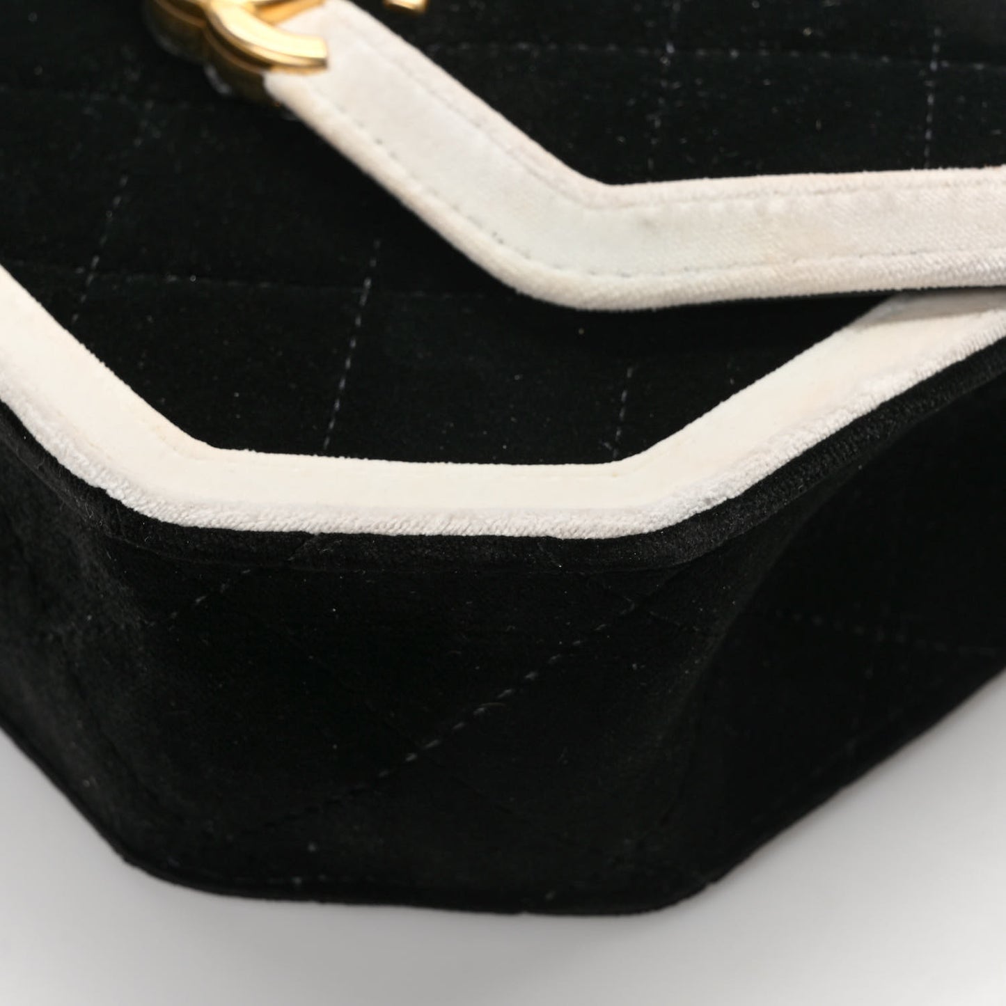 Velvet Quilted Mini Place Vendome Flap Black White