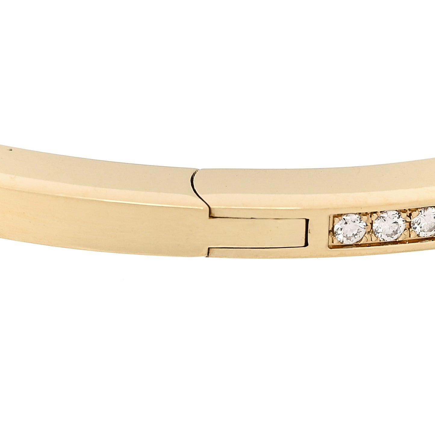 18K Yellow Gold Diamond T Hinged Wire Bangle Bracelet