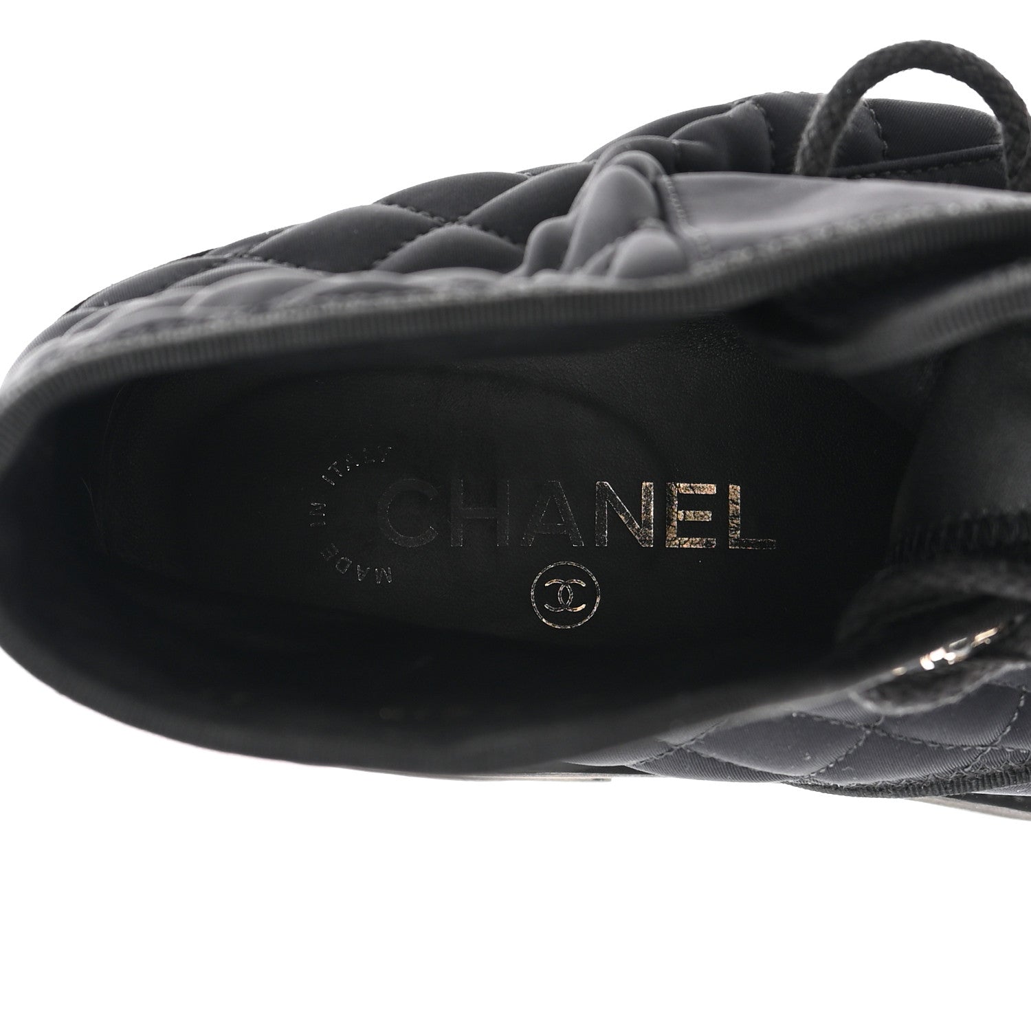 Chanel Fabric Grosgrain Quilted Cap Toe Lace Up Combat Boots 37 Black 9 of 9