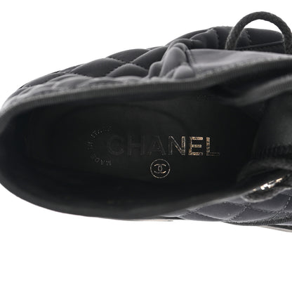 Chanel Fabric Grosgrain Quilted Cap Toe Lace Up Combat Boots 37 Black 9 of 9