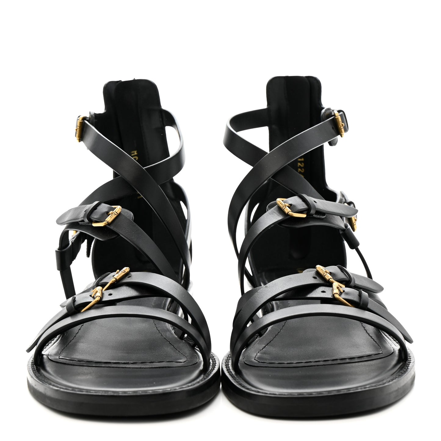 Shiny Calfskin L'Amazone Sandals 41 Black