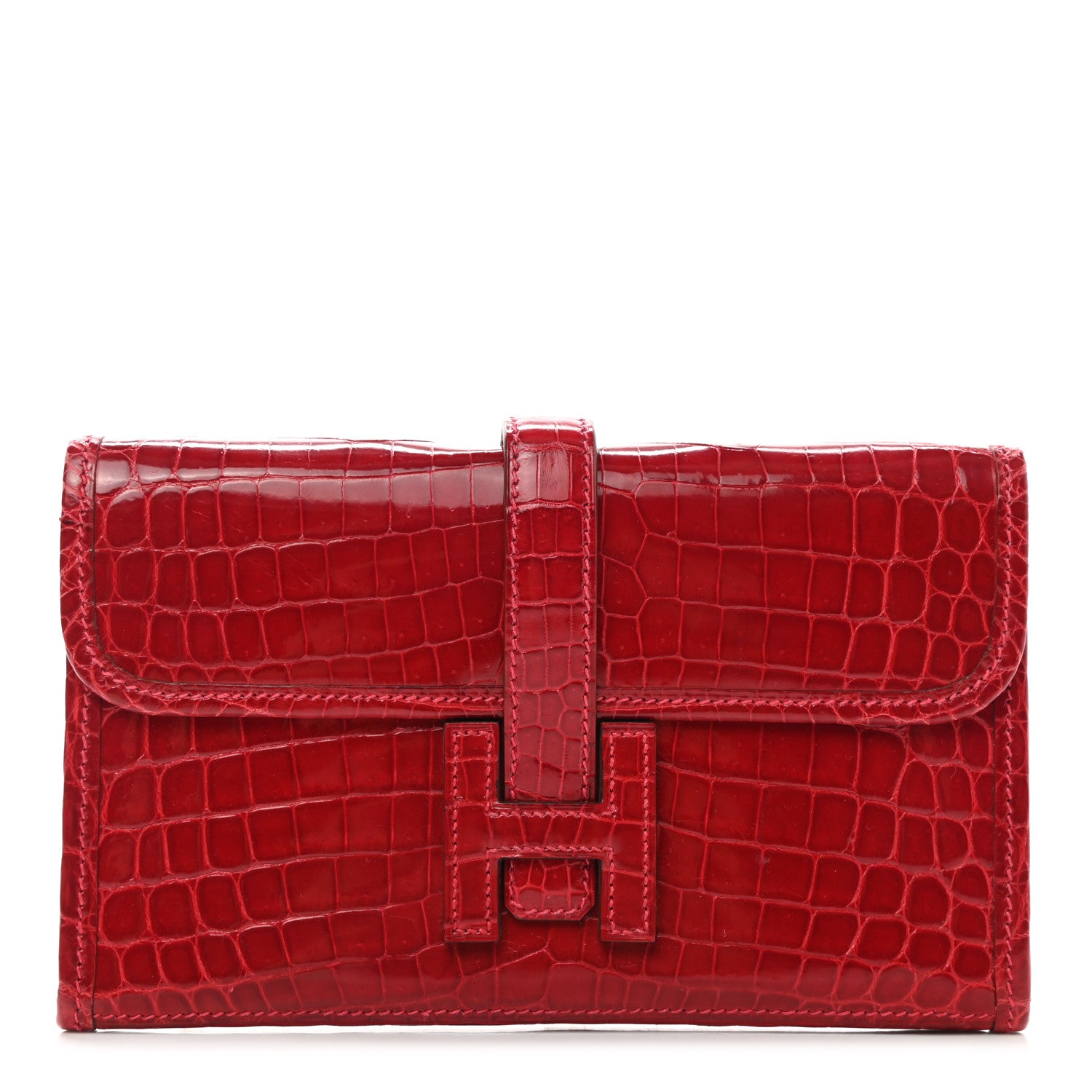 Hermes Shiny Niloticus Crocodile Mini Jige Elan Clutch 1 of 7