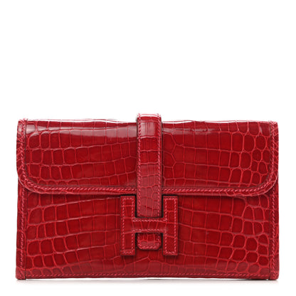 Hermes Shiny Niloticus Crocodile Mini Jige Elan Clutch 1 of 7