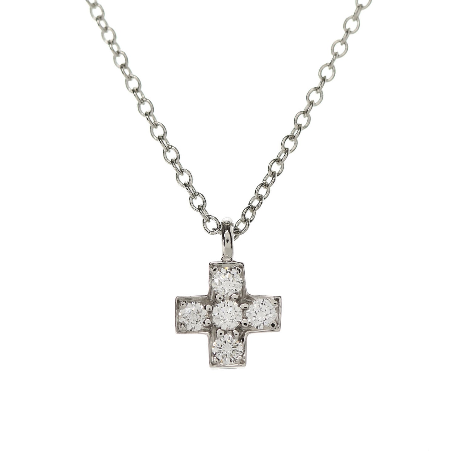 Platinum Diamond Cruciform Cross Pendant Necklace