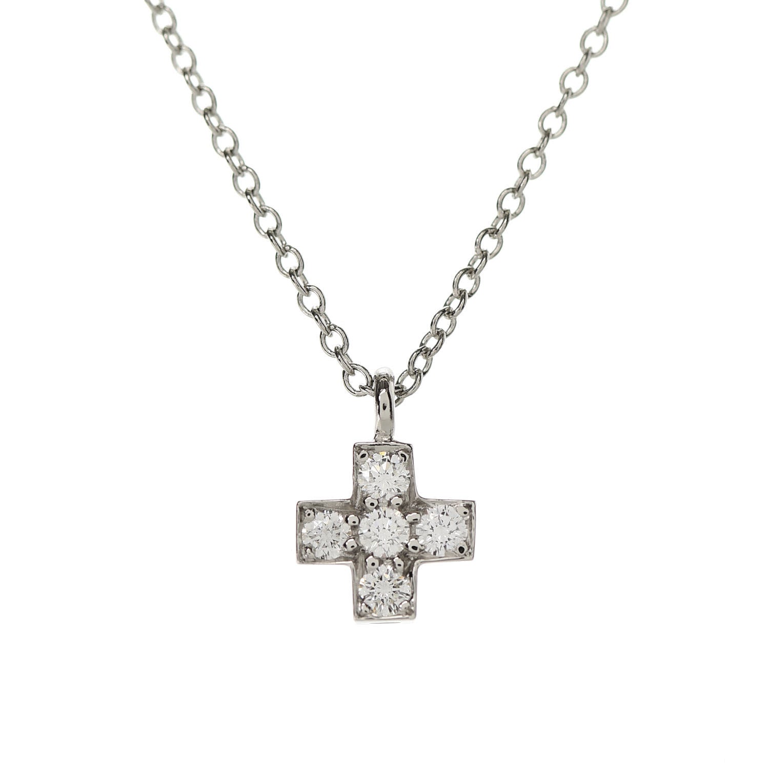 Tiffany Platinum Diamond Cruciform Cross Pendant Necklace 4 of 5