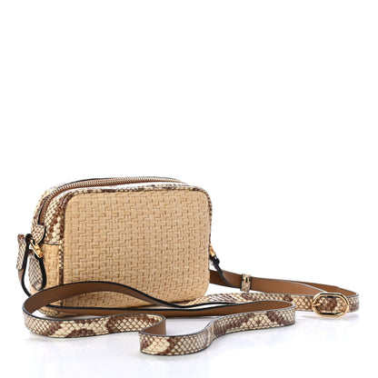 Gucci Raffia Elaphe Mini Ophidia Shoulder Bag Natural Cream Brown 2 of 4