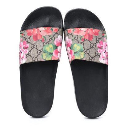 Gucci GG Supreme Monogram Blooms Slide Sandals 41 Beige Multicolor 5 of 12