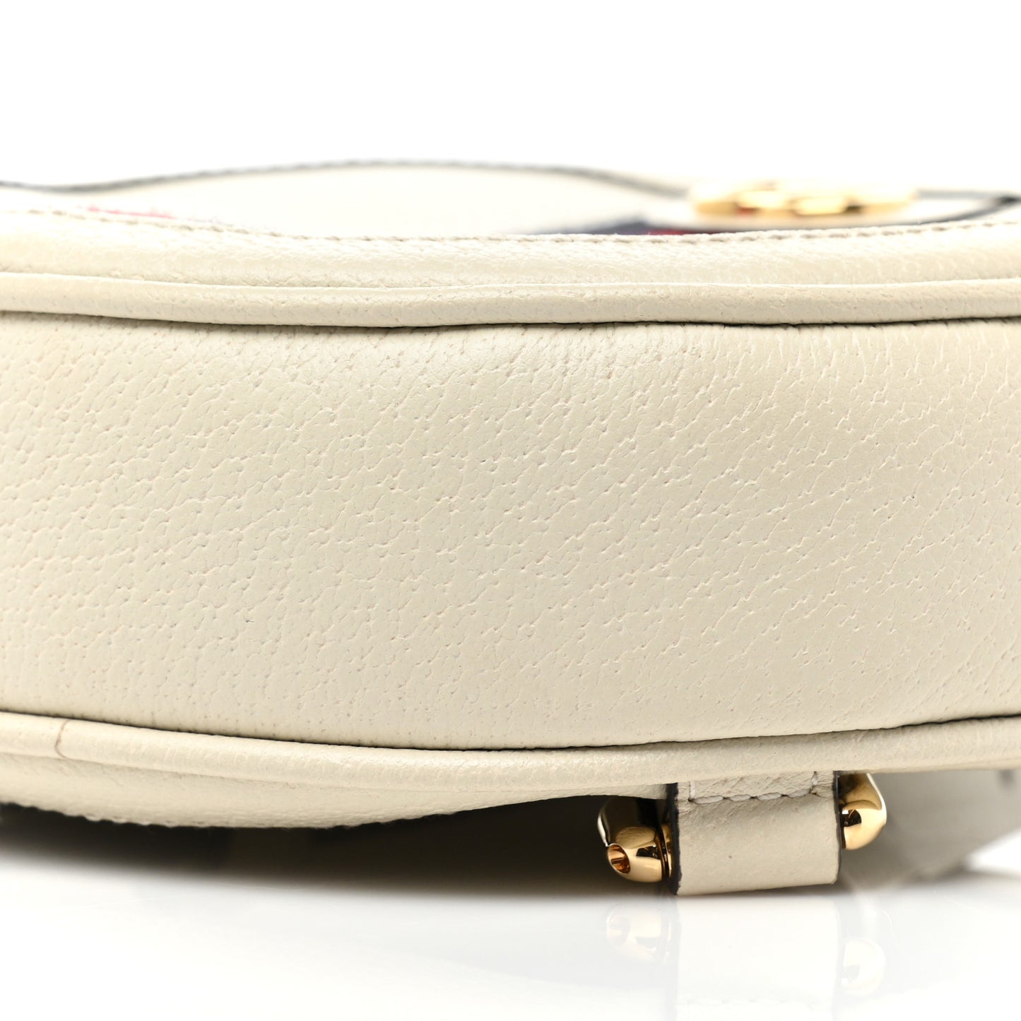 Textured Calfskin Web Mini Ophidia Round Backpack Mystic White