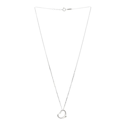Tiffany Sterling Silver Diamond 16mm Elsa Peretti Open Heart Pendant Necklace 3 of 5