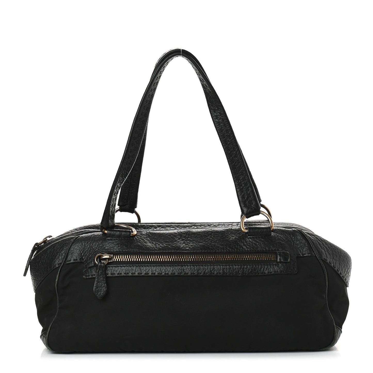 Tessuto Nylon Calfskin Shoulder Bag Black