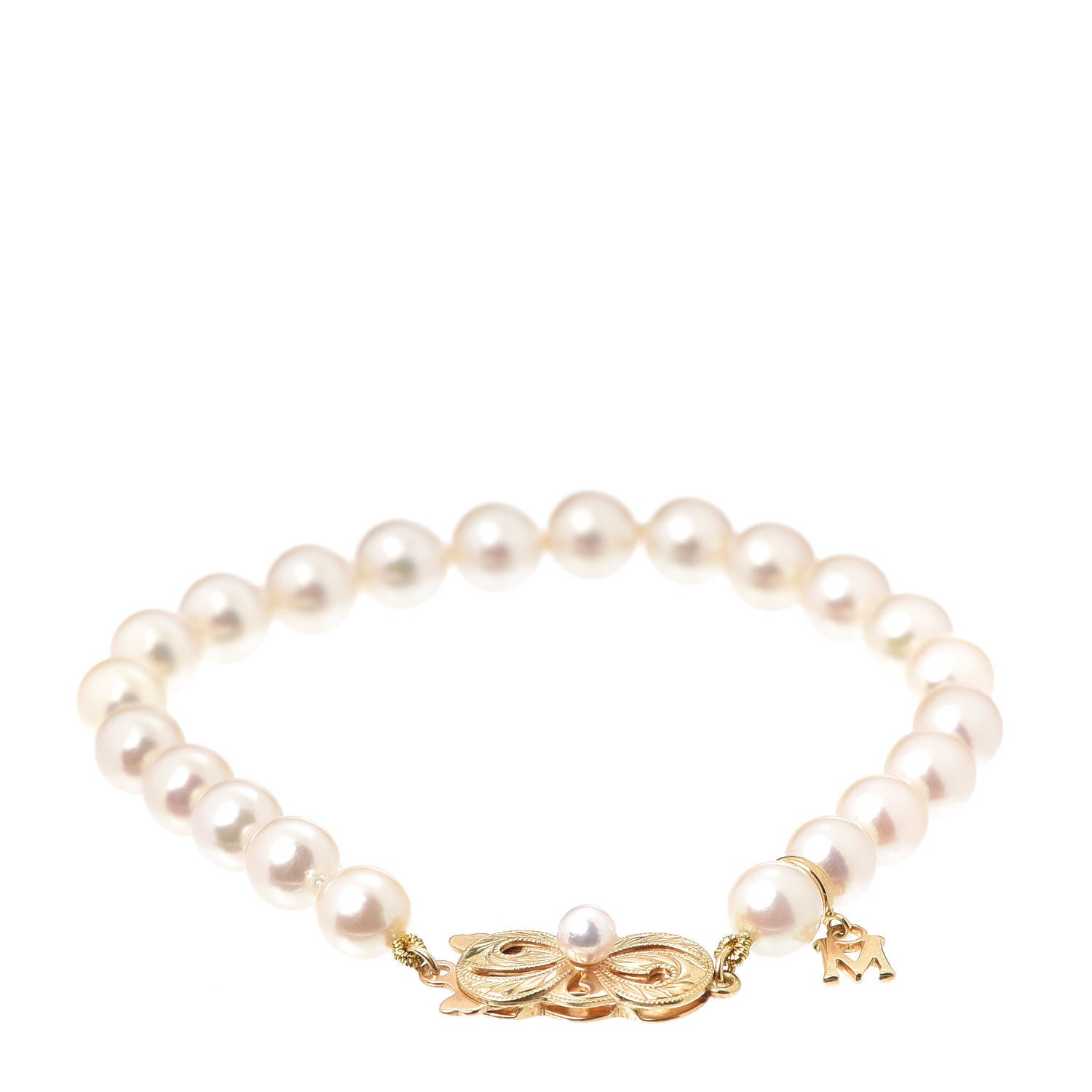 Mikimoto 18K Yellow Gold Akoya Cultured Pearl 6-6.5mm Strand Bracelet 3 of 6
