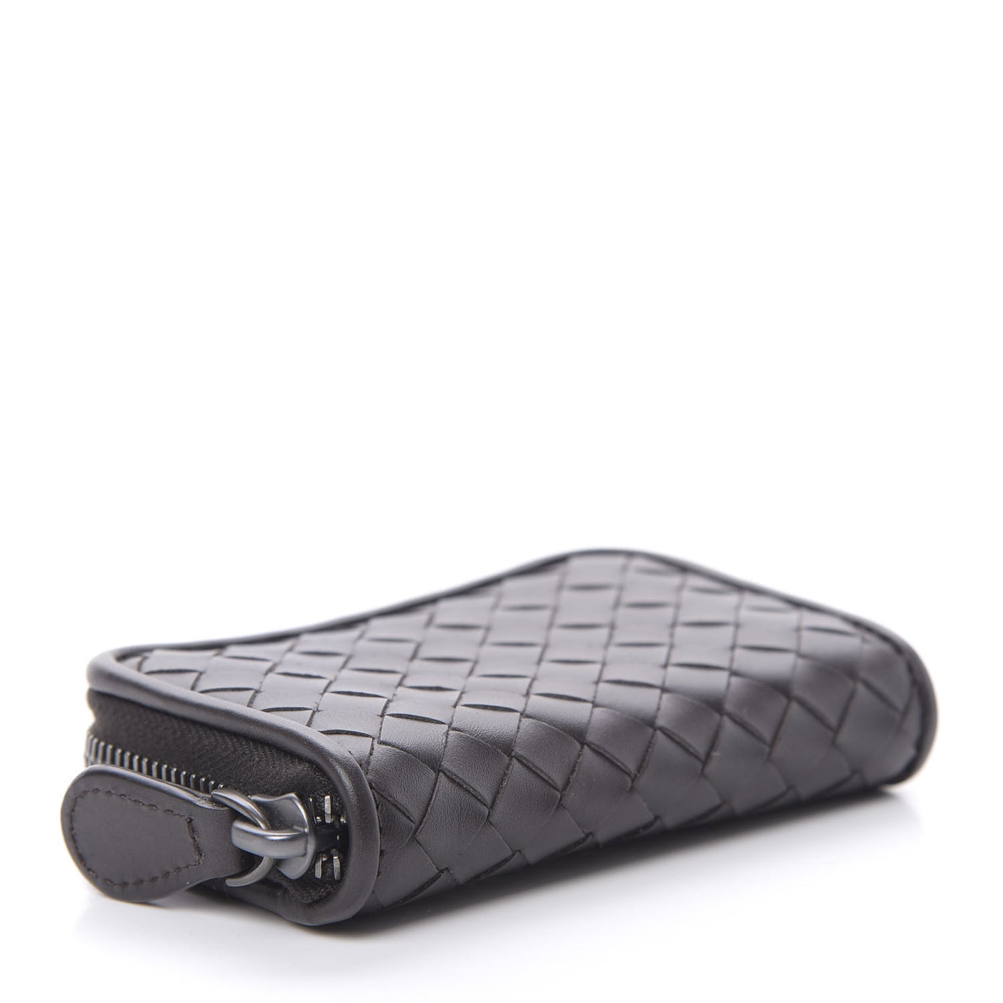 Nappa Intrecciato Zip Around Coin Purse Ebano