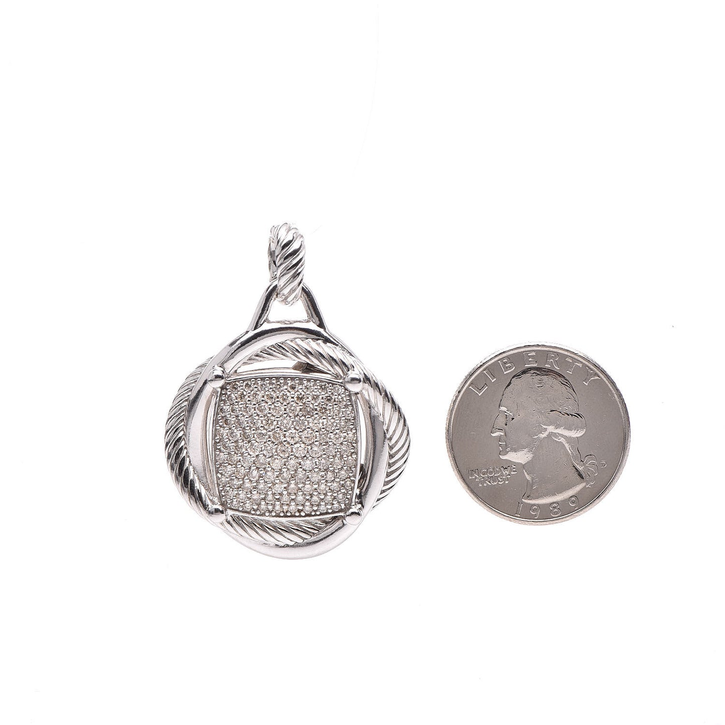Sterling Silver Diamond 32mm Large Infinity Pendant
