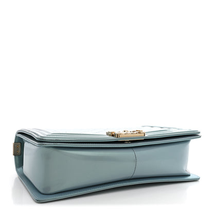 Chanel Iridescent Glazed Calfskin Quilted New Medium Boy Flap Light Blue 4 of 12