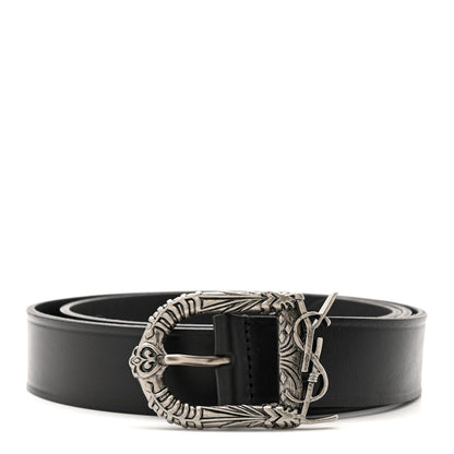 Saint Laurent Calfskin Monogram Celtique Belt 90 36 Black 1 of 12