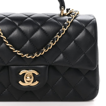 Chanel Lambskin Quilted Mini Top Handle Rectangular Flap Black 8 of 11