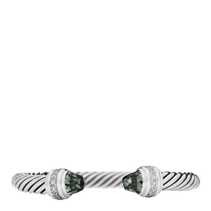David Yurman Sterling Silver Diamond Prasiolite 7mm Cable Classics Bracelet 1 of 3