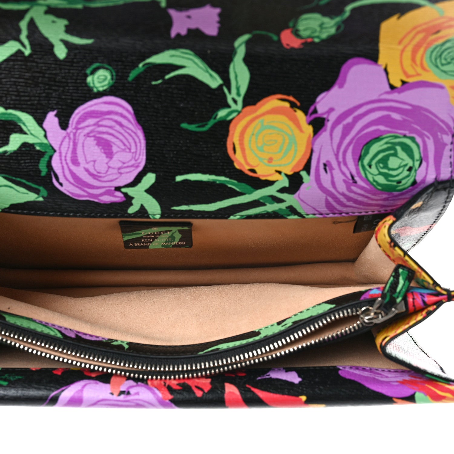 Gucci X KEN SCOTT New Shangai Calfskin Jenny Floral Print Small Dionysus Shoulder Bag Black Pink 5 of 11