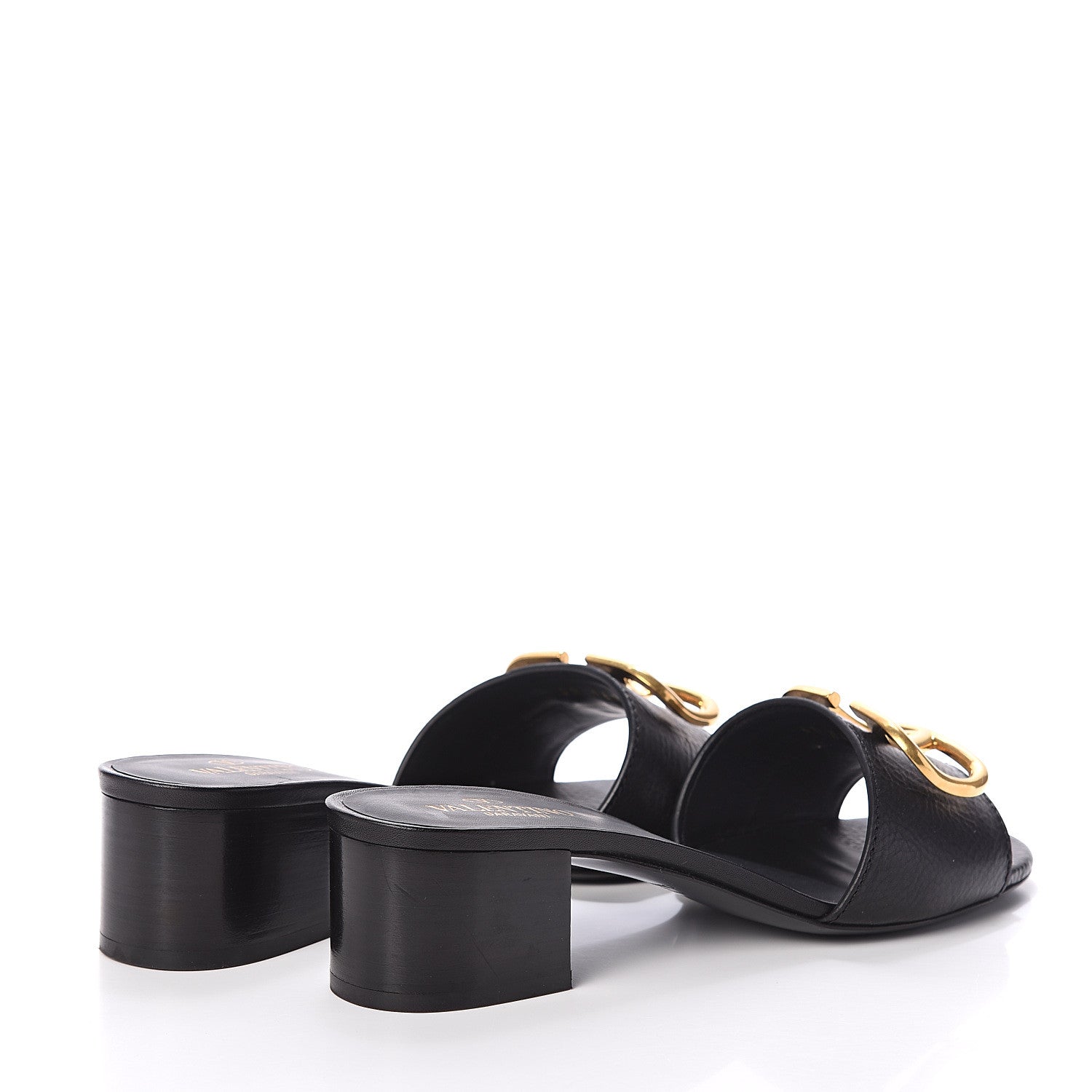 Valentino Garavani Grainy Cowhide VLogo 45mm Slide Sandals 37.5 Black 4 of 7