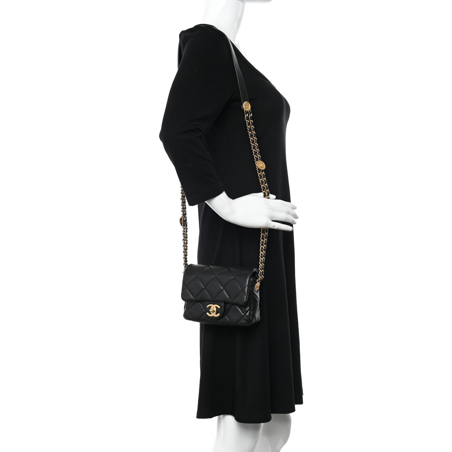 Chanel Caviar Quilted Mini Twist Your Buttons Flap Black 2 of 12