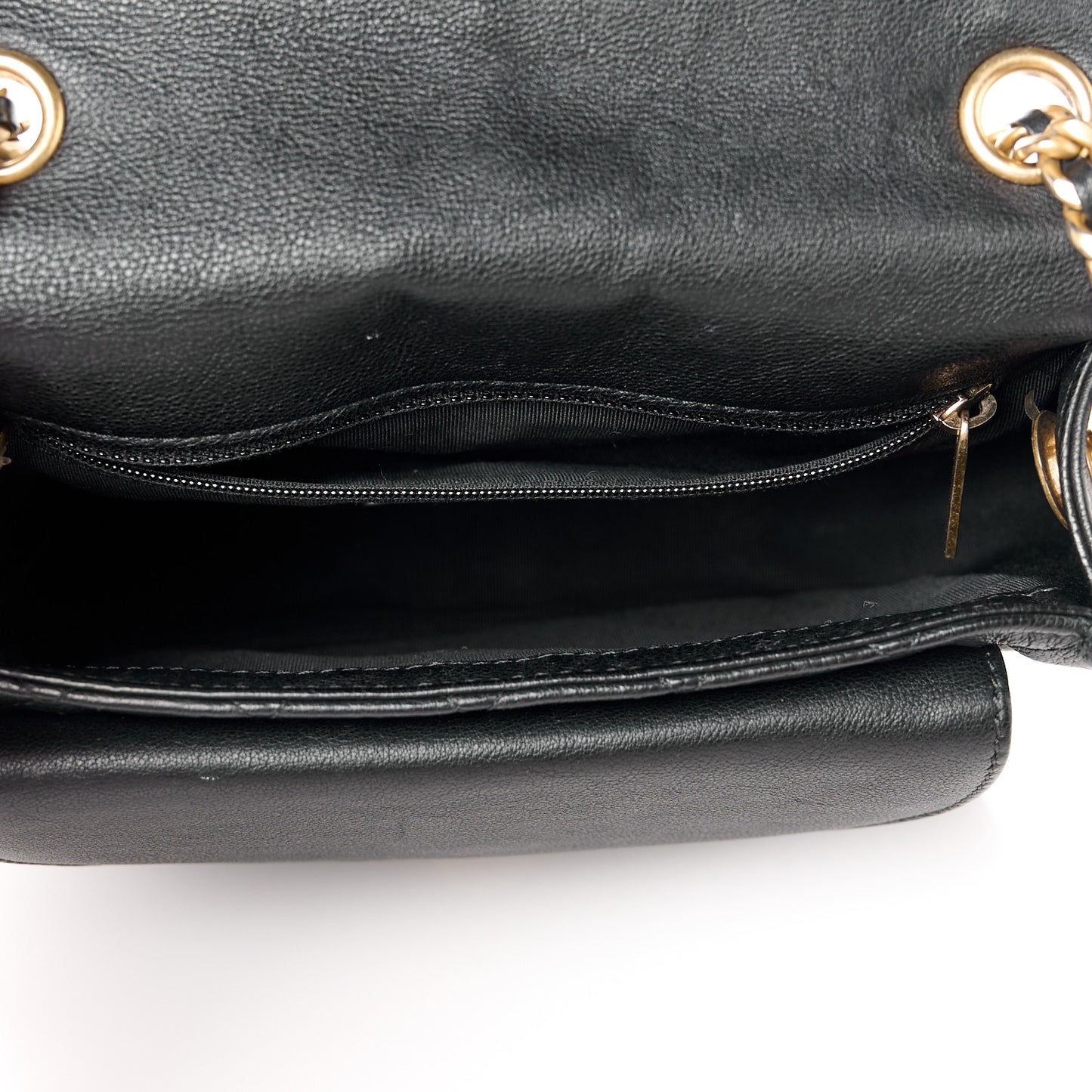 Grained Calfskin Quilted Messenger Flap Black