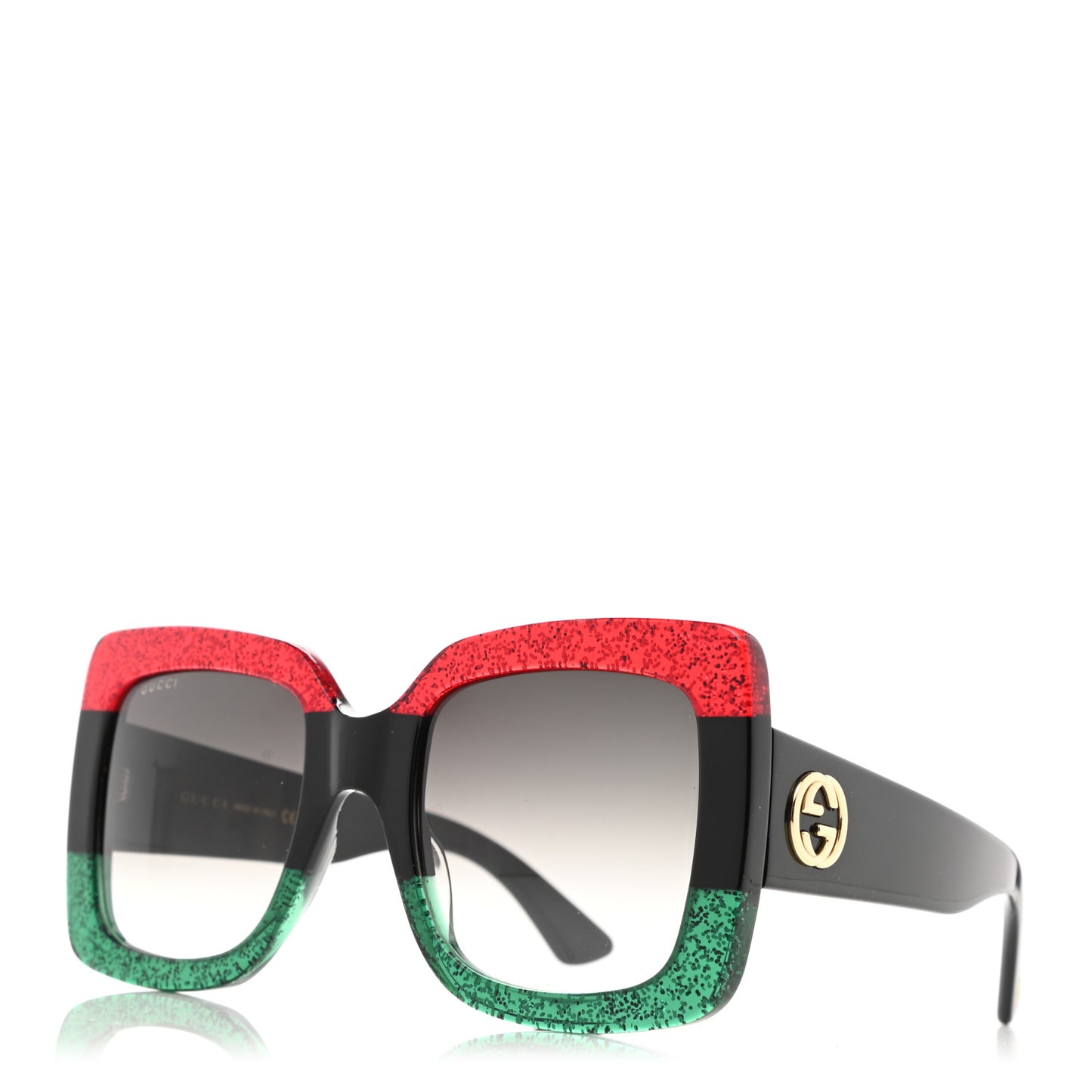 Acetate Square Frame Sunglasses GG0083S Glitter Red Black Green