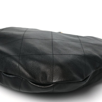 Chanel Calfskin Stitched Curved Chain Hobo Black 10 of 10