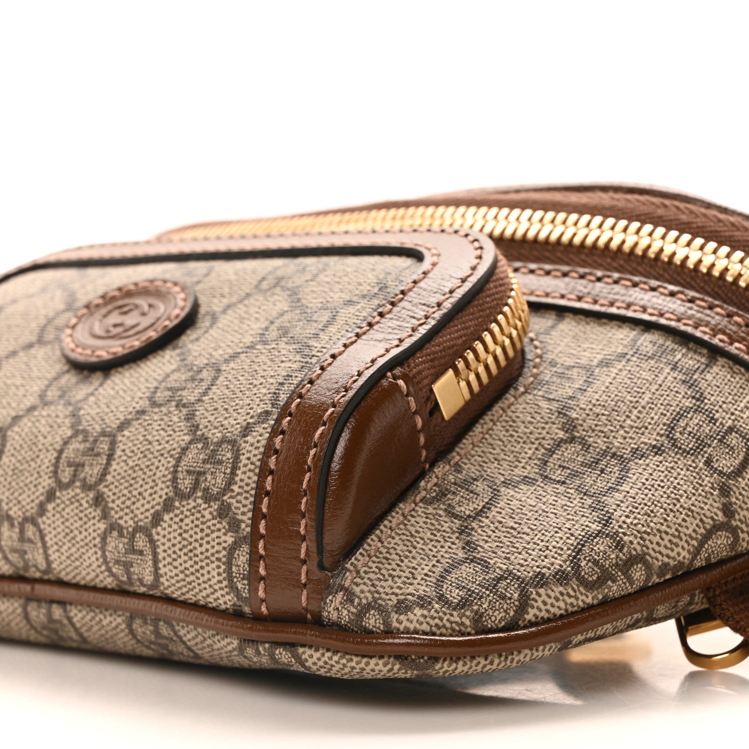Gucci GG Supreme Monogram Textured Calfskin Retro Interlocking G Belt Bag Beige Ebony Brown Sugar 9 of 10