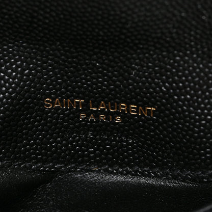 Saint Laurent Grain De Poudre Matelasse Chevron Monogram Compact Wallet Black 6 of 6