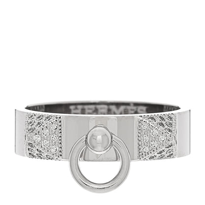 Hermes 18K White Gold Diamond Collier De Chien PM Ring 53 6.5 1 of 5