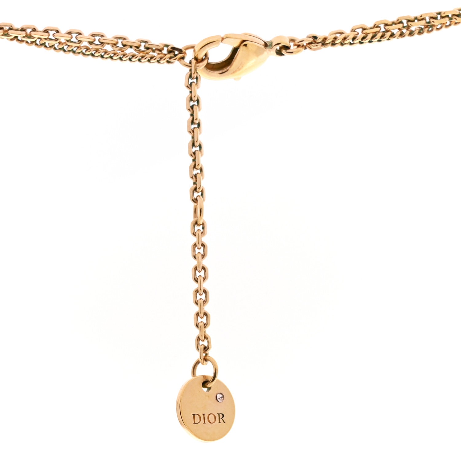 Christian Dior Metal Crystal Petit CD Double Necklace Gold 6 of 6