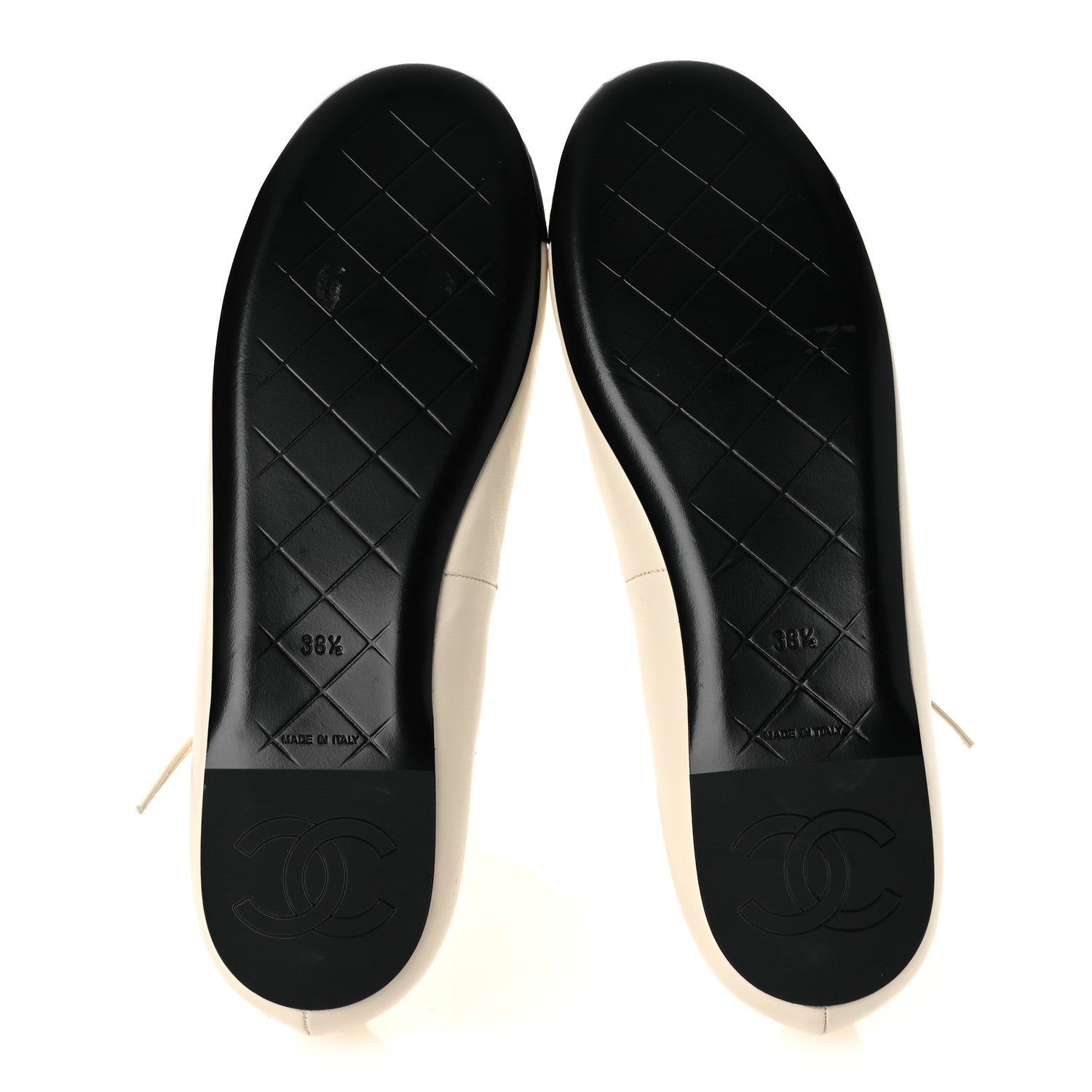Chanel Lambskin Grosgrain Mary Jane Flats 38.5 Ivory Black 7 of 11