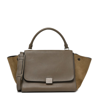 Celine Drummed Calfskin Suede Medium Trapeze Souris 1 of 11