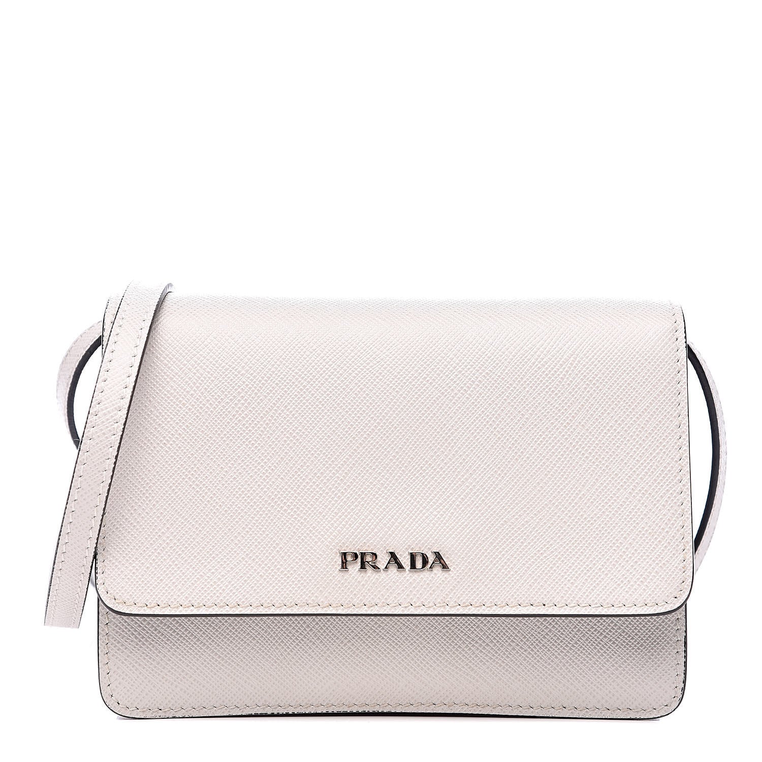 Prada Saffiano Lux Flap Wallet With Strap Talco 1 of 13